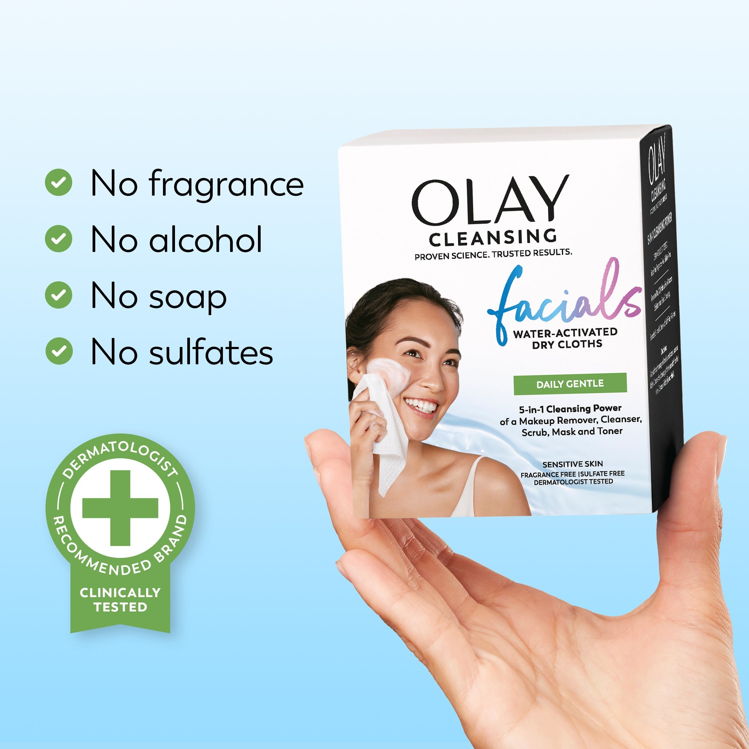 Olay / Daily Facials Cleansing Cloths · Gentle Sensitive Clean · 33 ct