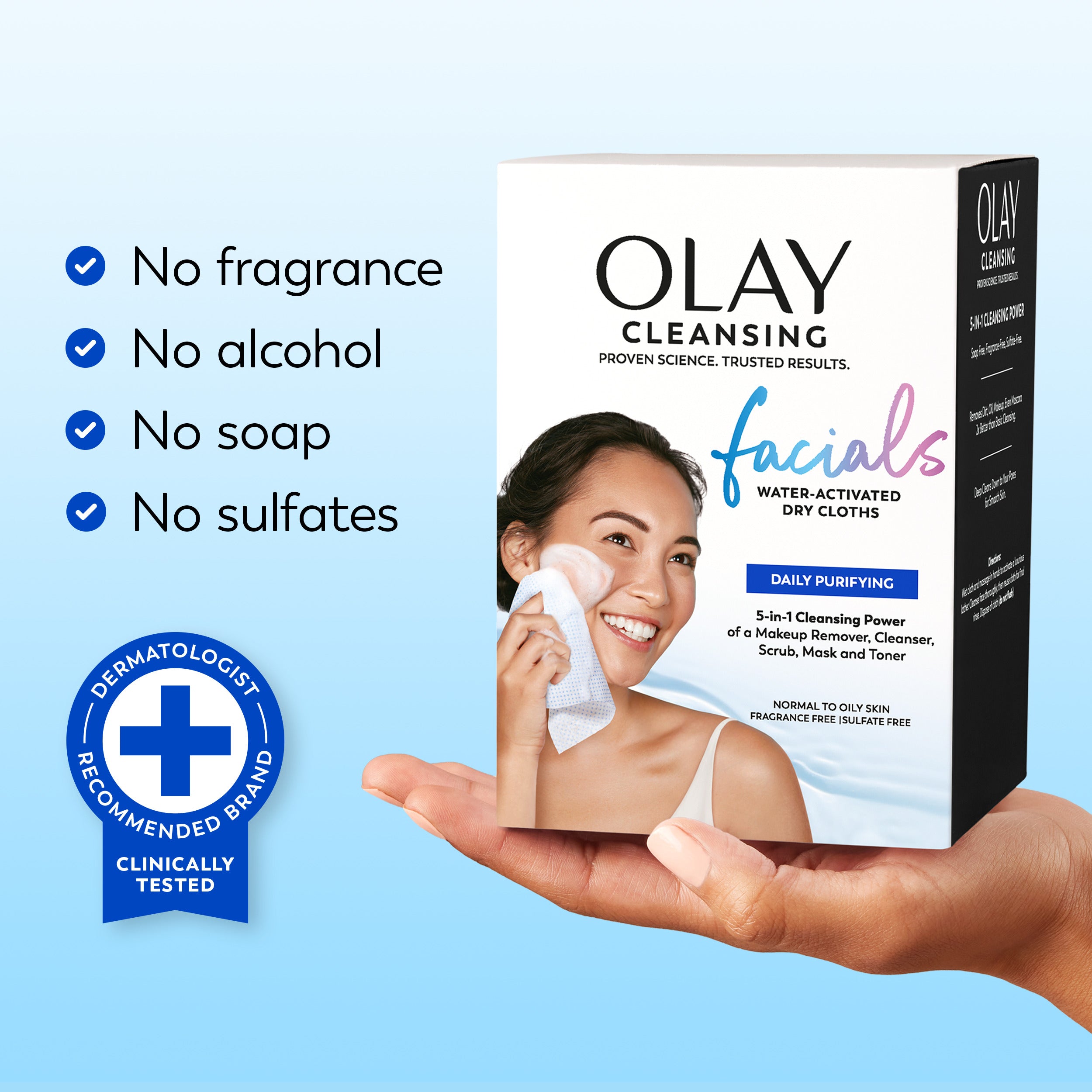 Olay / Daily Facials Cleansing Cloths · Deeply Purifying Clean · 66 Ct
