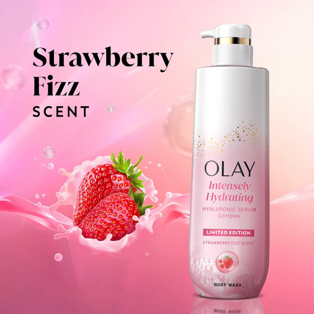 Olay Intensely Hydrating Body · Strawberry