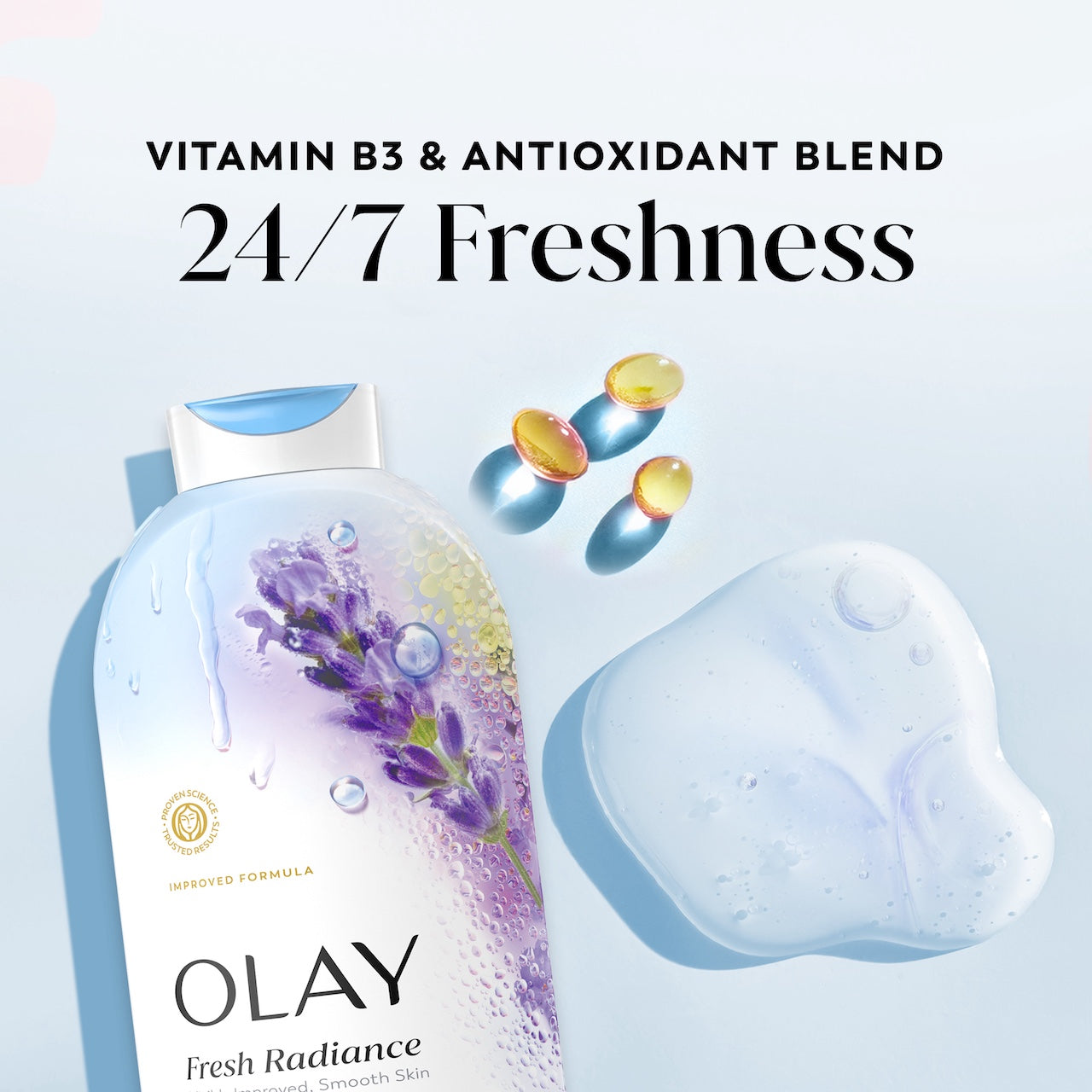 Olay Fresh Radiance Body Wash · Essence of Birch Water and Lavender · 22oz