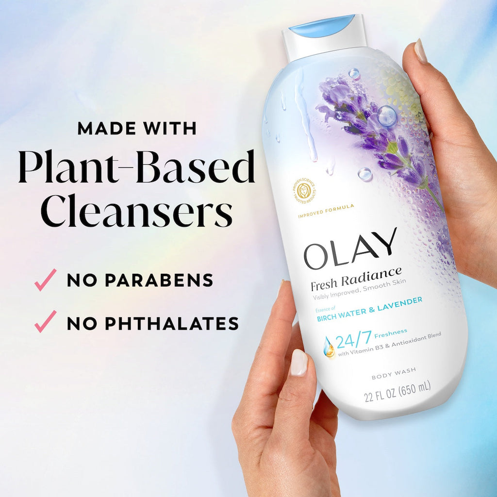 Olay Fresh Radiance Body Wash · Essence of Birch Water and Lavender · 22oz
