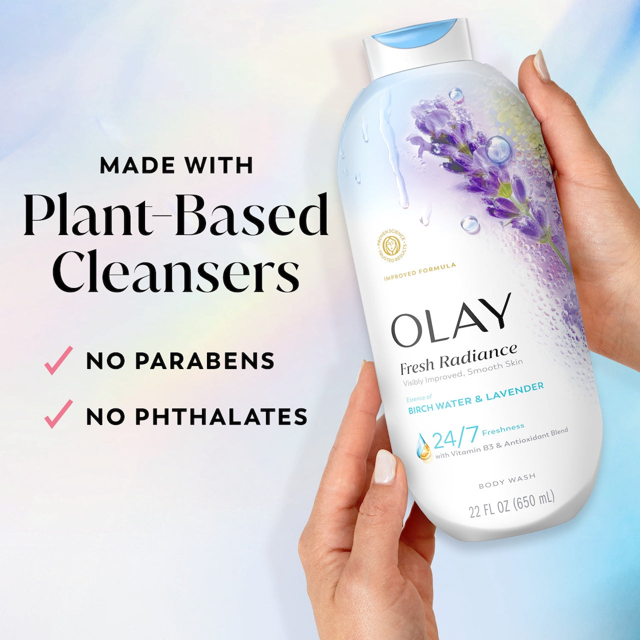 Olay Fresh Radiance Body Wash · Essence of Birch Water and Lavender · 22oz