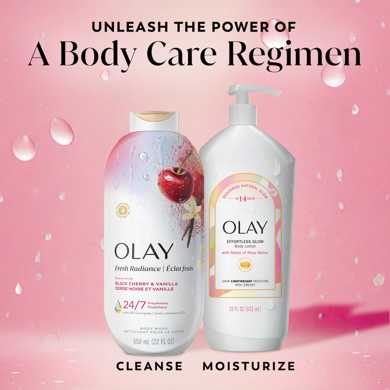 Olay Fresh Radiance Body Wash · Essence of Black Cherry and Vanilla · Vitamin B3 and Antioxidant Blend · 22oz
