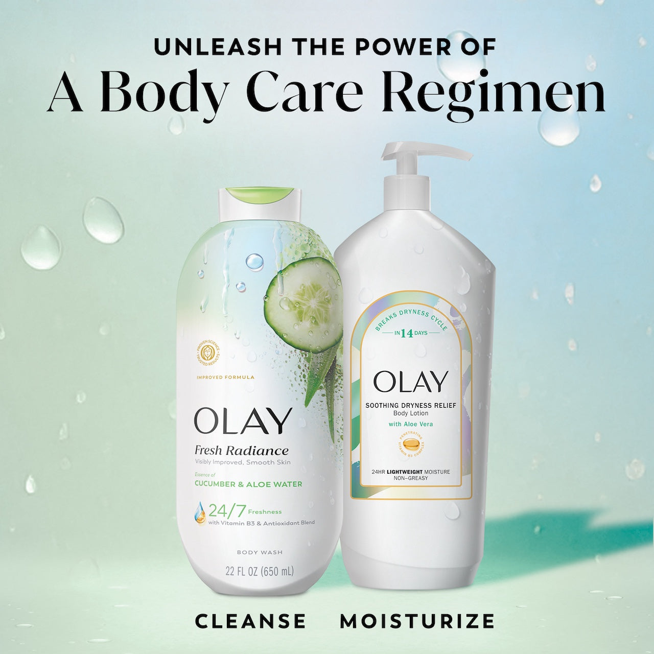 Olay Fresh Radiance Body Wash · Essence of Cucumber and Aloe Water · Vitamin B3 and Antioxidant Blend · 22oz