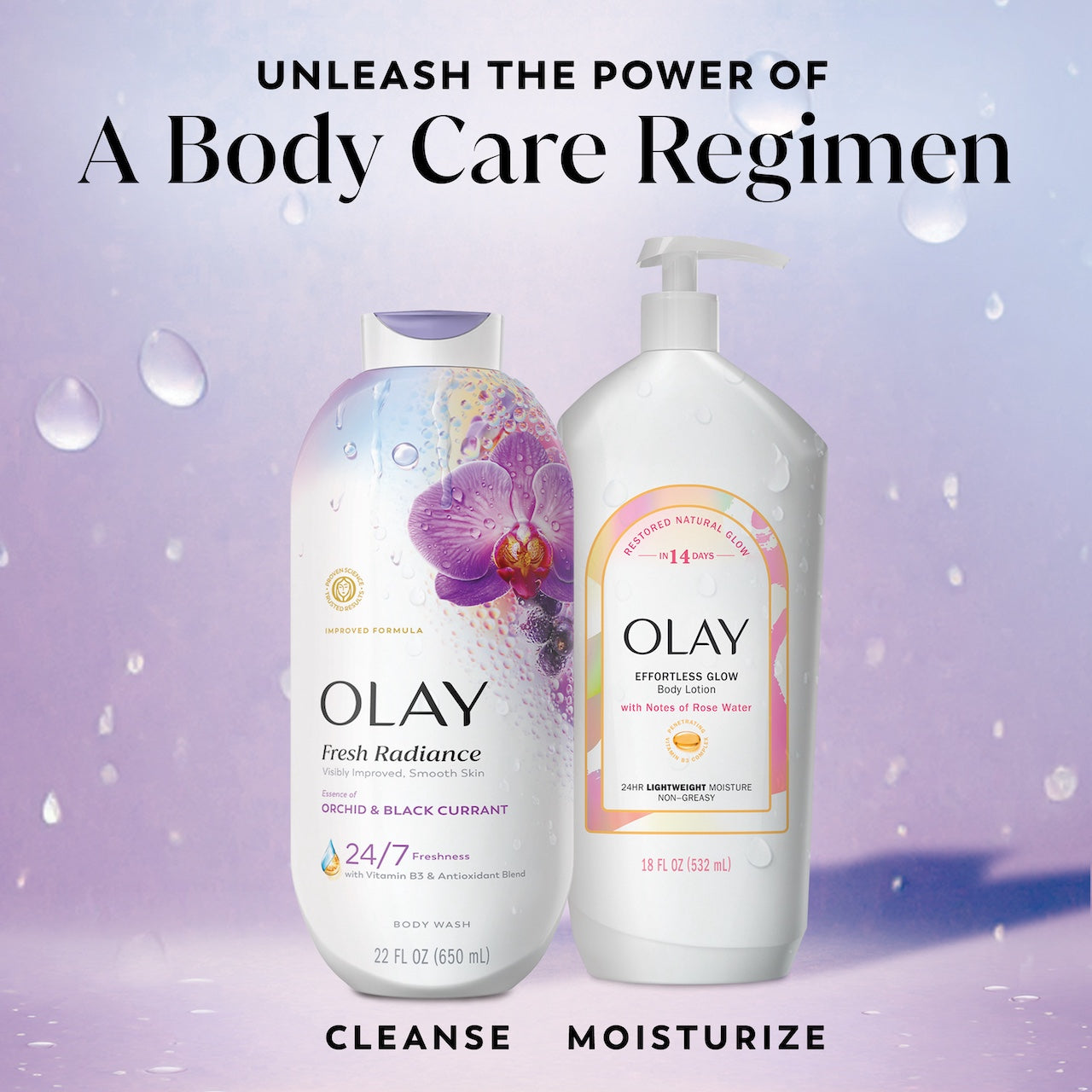 Olay Fresh Radiance Body Wash · Essence of Orchid and Black Currant · Vitamin B3 and Antioxidant Blend · 22oz