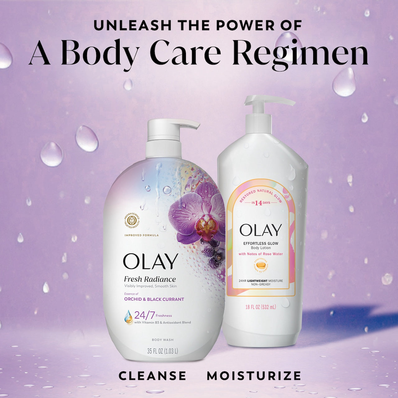 Olay Fresh Radiance Body Wash · Essence of Orchid and Black Currant · Vitamin B3 and Antioxidant Blend · 35oz