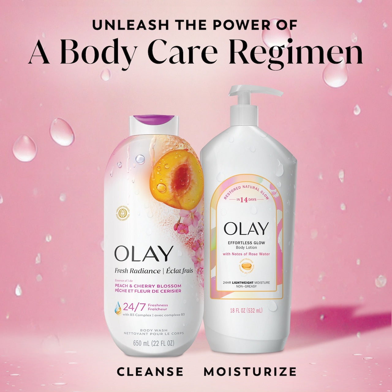 Olay Fresh Radiance Body Wash · Essence of Peach and Cherry Blossom · Vitamin B3 and Antioxidant Blend · 22oz