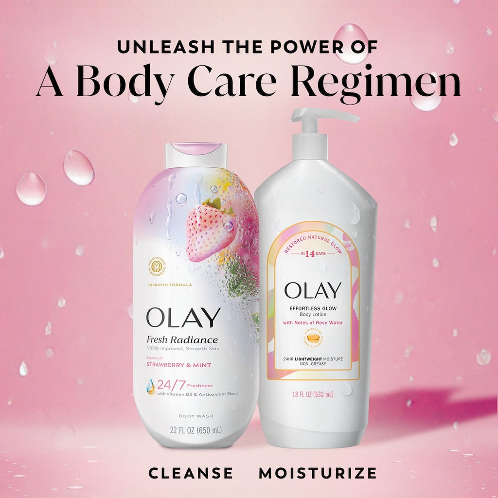 Olay Fresh Radiance Body Wash · Essence of Strawberry and Mint